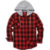 imageZITY Mens Flannel Hoodie Shirts Casual Button Down Plaid Shirt Jackets for Men Long Sleeve Stylish Hooded with PocketBlack Red