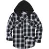 imageZITY Mens Flannel Hoodie Shirts Casual Button Down Plaid Shirt Jackets for Men Long Sleeve Stylish Hooded with PocketBlack White