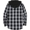imageZITY Mens Flannel Hoodie Shirts Casual Button Down Plaid Shirt Jackets for Men Long Sleeve Stylish Hooded with PocketBlack White