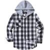 imageZITY Mens Flannel Hoodie Shirts Casual Button Down Plaid Shirt Jackets for Men Long Sleeve Stylish Hooded with PocketBlack White Gray