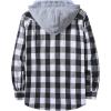imageZITY Mens Flannel Hoodie Shirts Casual Button Down Plaid Shirt Jackets for Men Long Sleeve Stylish Hooded with PocketBlack White Gray