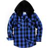 imageZITY Mens Flannel Hoodie Shirts Casual Button Down Plaid Shirt Jackets for Men Long Sleeve Stylish Hooded with PocketBlue