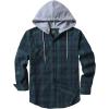 imageZITY Mens Flannel Hoodie Shirts Casual Button Down Plaid Shirt Jackets for Men Long Sleeve Stylish Hooded with PocketBlue Green Navy