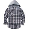imageZITY Mens Flannel Hoodie Shirts Casual Button Down Plaid Shirt Jackets for Men Long Sleeve Stylish Hooded with PocketDark Blue White