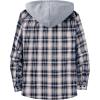 imageZITY Mens Flannel Hoodie Shirts Casual Button Down Plaid Shirt Jackets for Men Long Sleeve Stylish Hooded with PocketDark Blue White