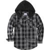 imageZITY Mens Flannel Hoodie Shirts Casual Button Down Plaid Shirt Jackets for Men Long Sleeve Stylish Hooded with PocketDark Grey