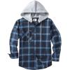 imageZITY Mens Flannel Hoodie Shirts Casual Button Down Plaid Shirt Jackets for Men Long Sleeve Stylish Hooded with PocketNavy