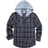 imageZITY Mens Flannel Hoodie Shirts Casual Button Down Plaid Shirt Jackets for Men Long Sleeve Stylish Hooded with PocketNavy Blue Yellow