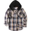 imageZITY Mens Flannel Hoodie Shirts Casual Button Down Plaid Shirt Jackets for Men Long Sleeve Stylish Hooded with PocketNavybeige