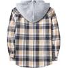 imageZITY Mens Flannel Hoodie Shirts Casual Button Down Plaid Shirt Jackets for Men Long Sleeve Stylish Hooded with PocketNavybeigewhite