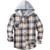 imageZITY Mens Flannel Hoodie Shirts Casual Button Down Plaid Shirt Jackets for Men Long Sleeve Stylish Hooded with PocketNavybeigewhite