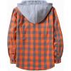 imageZITY Mens Flannel Hoodie Shirts Casual Button Down Plaid Shirt Jackets for Men Long Sleeve Stylish Hooded with PocketOrange Grey