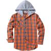 imageZITY Mens Flannel Hoodie Shirts Casual Button Down Plaid Shirt Jackets for Men Long Sleeve Stylish Hooded with PocketOrange Grey