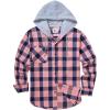 imageZITY Mens Flannel Hoodie Shirts Casual Button Down Plaid Shirt Jackets for Men Long Sleeve Stylish Hooded with PocketPink