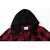imageZITY Mens Flannel Hoodie Shirts Casual Button Down Plaid Shirt Jackets for Men Long Sleeve Stylish Hooded with PocketRed Black
