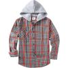 imageZITY Mens Flannel Hoodie Shirts Casual Button Down Plaid Shirt Jackets for Men Long Sleeve Stylish Hooded with PocketRedgray