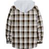 imageZITY Mens Flannel Hoodie Shirts Casual Button Down Plaid Shirt Jackets for Men Long Sleeve Stylish Hooded with PocketWhite Grey Brown