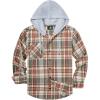 imageZITY Mens Flannel Hoodie Shirts Casual Button Down Plaid Shirt Jackets for Men Long Sleeve Stylish Hooded with PocketWine Red Beige