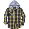 imageZITY Mens Flannel Hoodie Shirts Casual Button Down Plaid Shirt Jackets for Men Long Sleeve Stylish Hooded with PocketYellow Dark Blue