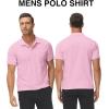 imageZITY Mens Golf Shirt Short Sleeve Sport Moisture Wicking Performance Print Golf Polo Shirts for Men Collared Casual TShirtPink