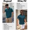 imageZITY Mens Waffle Polo Shirts Casual Short Sleeve Texture Polo for Men Moisture Wicking Collared TShirt with PocketDark Teal Blue