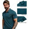 imageZITY Mens Waffle Polo Shirts Casual Short Sleeve Texture Polo for Men Moisture Wicking Collared TShirt with PocketDark Teal Blue