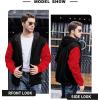 imageZITY Mens Zip Up Hoodie Heavyweight Winter Sweatshirt Fleece Sherpa Lined Warm JacketBlackRed