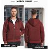 imageZITY Mens Zip Up Hoodie Heavyweight Winter Sweatshirt Fleece Sherpa Lined Warm JacketHeather Red