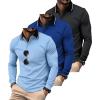 imageZITY 3 Pack Men Polo Shirts Long Sleeve with Pocket Golf Shirts Shirts for Men Casual Work Athletic Collared TShirtsGrey Lightblue Sapphireblue