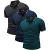 imageZITY 3 Pack Men Polo Shirts Short Sleeve with Pocket Sport Wicking Shirts for Men Casual Athletic Collared TShirtsGrey Navy Duckblue