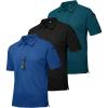 imageZITY 3 Pack Mens Polo Shirts Short Sleeve Golf MoistureWicking Shirts for MenBlack Blue Darktealblue