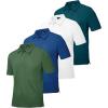 imageZITY 4 Pack Mens Polo Shirt Short Sleeve Athletic Performance Tactical Shirts for Men Outdoor Sport Work TShirtWhite Green Blue Teal Blue