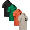 imageZITY 4 Pack Mens Polo Shirt Short Sleeve Sports Golf Tennis TShirt Athletic Collared Tactical ShirtsGrassgreen Black Orange Lightkhaki