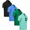 imageZITY 4 Pack Mens Polo Shirt Short Sleeve Sports Golf Tennis TShirt Athletic Collared Tactical ShirtsLightblue Black Grassgreen Turquoiseblue