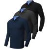 imageZITY Long Sleeve Polo Shirts for Men 3 Pack Collared Performance Golf Polos Mens Casual Shirts Moisture Wicking WorkwearBlack  Dark Blue  Dark Grey
