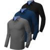 imageZITY Long Sleeve Polo Shirts for Men 3 Pack Collared Performance Golf Polos Mens Casual Shirts Moisture Wicking WorkwearBlack  Navy  Grey