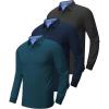 imageZITY Long Sleeve Polo Shirts for Men 3 Pack Collared Performance Golf Polos Mens Casual Shirts Moisture Wicking WorkwearTeal  Deep Blue  Dark Grey