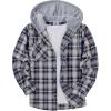 imageZITY Mens Flannel Hoodie Shirts Casual Button Down Plaid Shirt Jackets for Men Long Sleeve Stylish Hooded with PocketDark Blue White