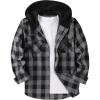 imageZITY Mens Flannel Hoodie Shirts Casual Button Down Plaid Shirt Jackets for Men Long Sleeve Stylish Hooded with PocketDark Grey