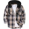 imageZITY Mens Flannel Hoodie Shirts Casual Button Down Plaid Shirt Jackets for Men Long Sleeve Stylish Hooded with PocketNavybeige