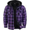 imageZITY Mens Sherpa Flannel Shirt Jacket Plaid Fleece Lined Hoodie Full Zip Long Sleeve Winter Warm Coat for MenPurple