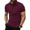 imageZITY Mens Waffle Polo Shirts Casual Short Sleeve Texture Polo for Men Moisture Wicking Collared TShirt with PocketWine Red