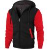 imageZITY Mens Zip Up Hoodie Heavyweight Winter Sweatshirt Fleece Sherpa Lined Warm JacketBlackRed