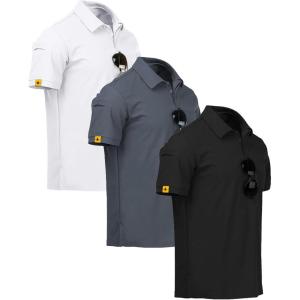imageZITY 3 Pack Mens Polo Shirt Short Sleeve Sports Performance Business Casual Golf Shirts for Men Collared Tactical TShirts3pcs012bbggww