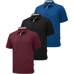 imageZITY 3 Pack Polo Shirts for Men Short Sleeve Moisture Wicking T Shirt Business Casual Mens Golf Shirts Collared TShirtsBlack Red Royal