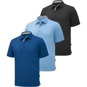 imageZITY 3 Pack Polo Shirts for Men Short Sleeve Moisture Wicking T Shirt Business Casual Mens Golf Shirts Collared TShirtsGrey Blue Royal