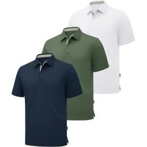 imageZITY 3 Pack Polo Shirts for Men Short Sleeve Moisture Wicking T Shirt Business Casual Mens Golf Shirts Collared TShirtsNavy White Green