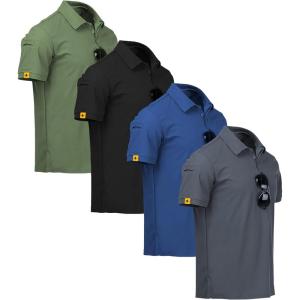 imageZITY 4 Pack Mens Polo Shirt Short Sleeve Sports Golf Tennis TShirt Athletic Collared Tactical ShirtsGnblg