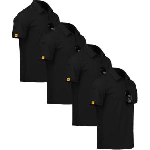 imageZITY 4 Pack Mens Polo Shirt Short Sleeve Sports Golf Tennis TShirt Athletic Collared Tactical ShirtsPure Black