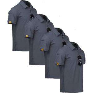 imageZITY 4 Pack Mens Polo Shirt Short Sleeve Sports Golf Tennis TShirt Athletic Collared Tactical ShirtsPure Grey